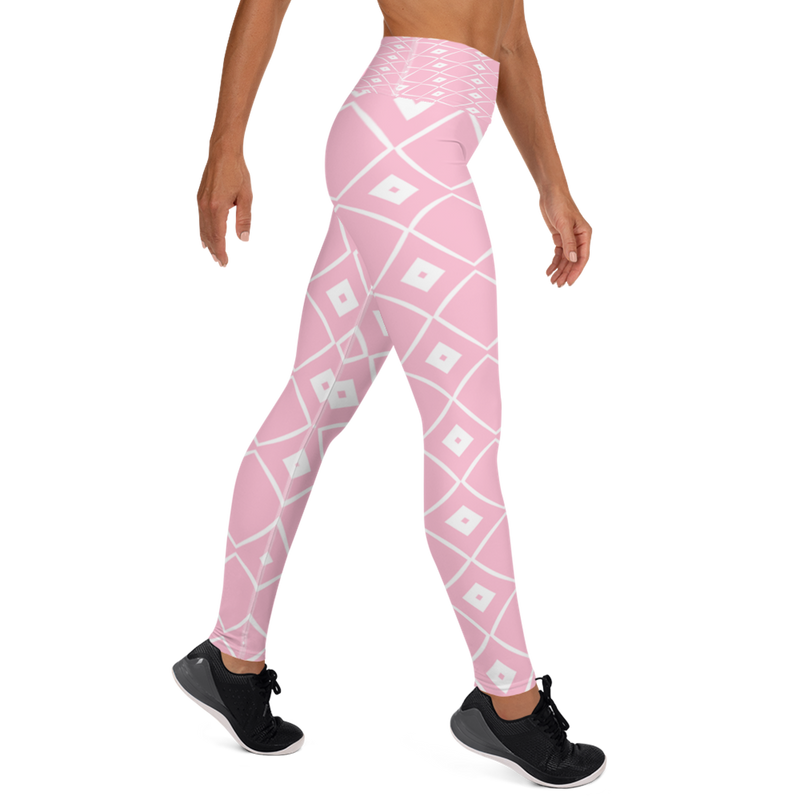 Product name: Recursia Modern MoirÃ© VIII Yoga Leggings In Pink. Keywords: Athlesisure Wear, Clothing, Print: Modern MoirÃ©, Women's Clothing, Yoga Leggings