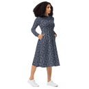 Product name: Recursia Pebblewave Long Sleeve Midi Dress In Blue. Keywords: Clothing, Long Sleeve Midi Dress, Print: Pebblewave , Women's Clothing