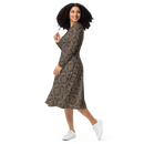 Product name: Recursia Pebblewave Long Sleeve Midi Dress. Keywords: Clothing, Long Sleeve Midi Dress, Print: Pebblewave , Women's Clothing