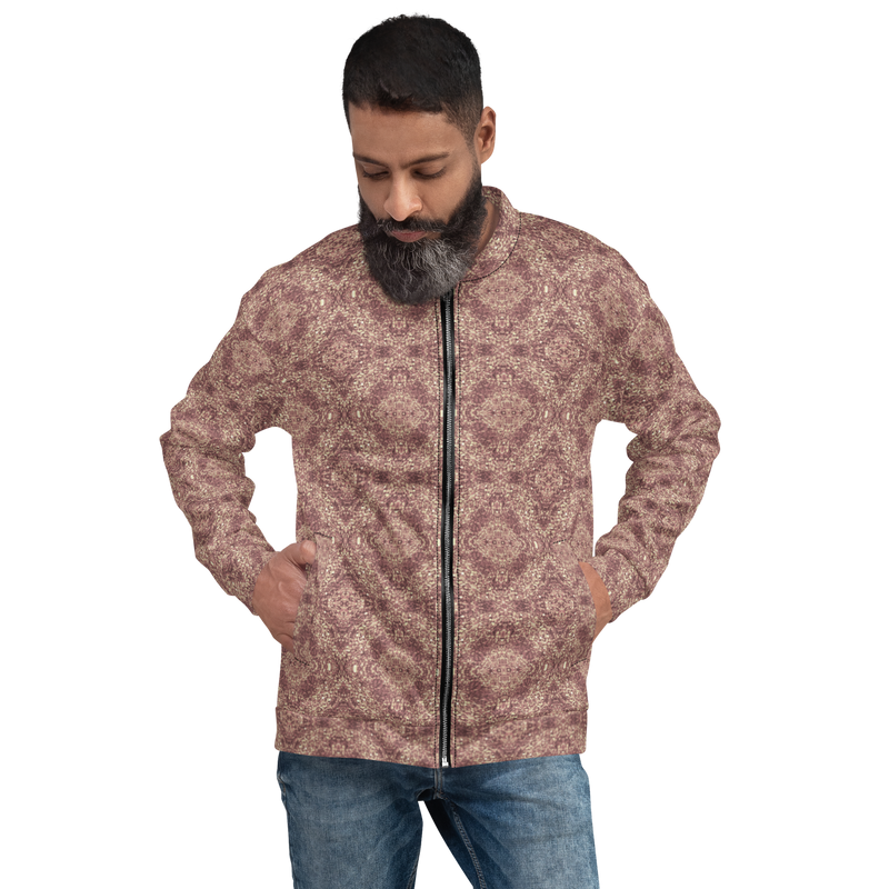Product name: Recursia Pebblewave Men's Bomber Jacket In Pink. Keywords: Clothing, Men's Bomber Jacket, Men's Clothing, Men's Tops, Print: Pebblewave 