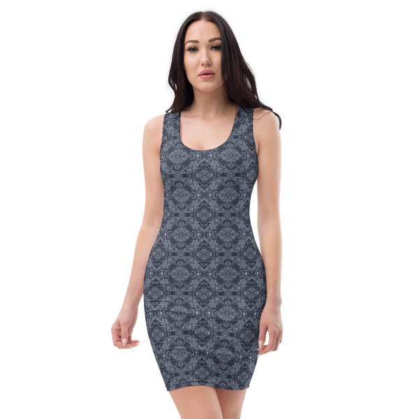 Product name: Recursia Pebblewave Pencil Dress In Blue. Keywords: Clothing, Print: Pebblewave , Pencil Dress, Women's Clothing