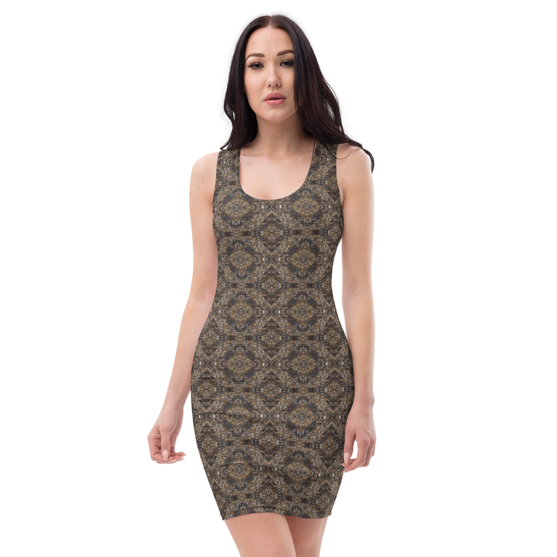 Product name: Recursia Pebblewave Pencil Dress. Keywords: Clothing, Print: Pebblewave , Pencil Dress, Women's Clothing