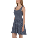 Product name: Recursia Pebblewave Skater Dress In Blue. Keywords: Clothing, Print: Pebblewave , Skater Dress, Women's Clothing