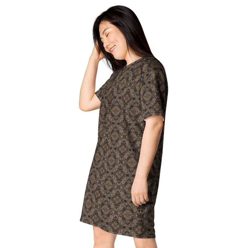 Product name: Recursia Pebblewave T-Shirt Dress. Keywords: Clothing, Print: Pebblewave , T-Shirt Dress, Women's Clothing
