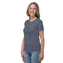 Product name: Recursia Pebblewave Women's Crew Neck T-Shirt In Blue. Keywords: Clothing, Print: Pebblewave , Women's Clothing, Women's Crew Neck T-Shirt