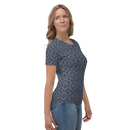 Product name: Recursia Pebblewave Women's Crew Neck T-Shirt In Blue. Keywords: Clothing, Print: Pebblewave , Women's Clothing, Women's Crew Neck T-Shirt