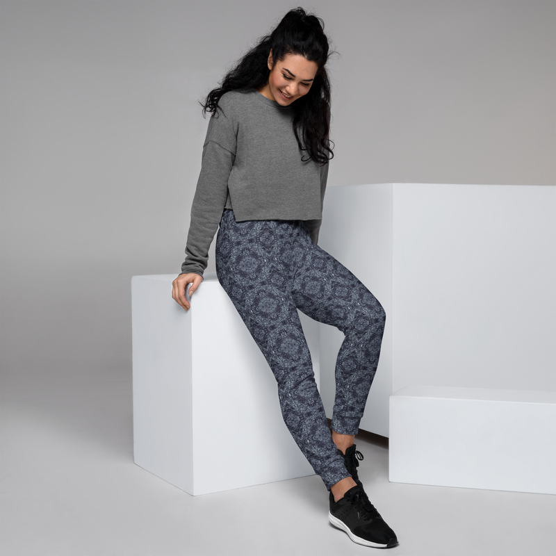 Product name: Recursia Pebblewave Women's Joggers In Blue. Keywords: Athlesisure Wear, Clothing, Print: Pebblewave , Women's Bottoms, Women's Joggers
