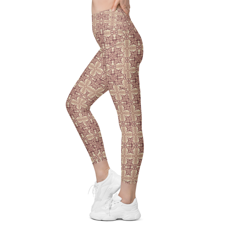 Product name: Recursia Philosophy's Abode Leggings With Pockets In Pink. Keywords: Athlesisure Wear, Clothing, Leggings with Pockets, Print: Philosophy's Abode, Women's Clothing