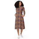 Product name: Recursia Philosophy's Abode Long Sleeve Midi Dress. Keywords: Clothing, Long Sleeve Midi Dress, Print: Philosophy's Abode, Women's Clothing