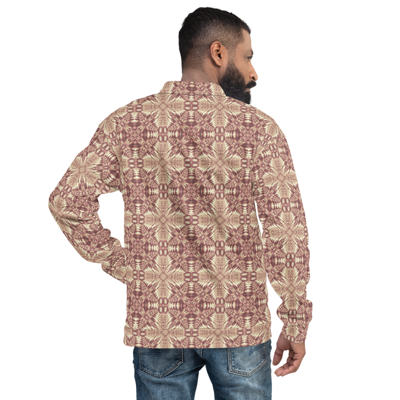 Product name: Recursia Philosophy's Abode Men's Bomber Jacket In Pink. Keywords: Clothing, Men's Bomber Jacket, Men's Clothing, Men's Tops, Print: Philosophy's Abode