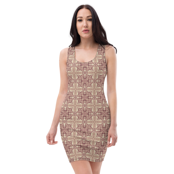Product name: Recursia Philosophy's Abode Pencil Dress In Pink. Keywords: Clothing, Pencil Dress, Print: Philosophy's Abode, Women's Clothing