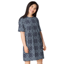 Product name: Recursia Philosophy's Abode T-Shirt Dress In Blue. Keywords: Clothing, Print: Philosophy's Abode, T-Shirt Dress, Women's Clothing