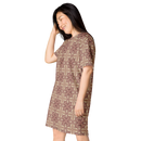 Product name: Recursia Philosophy's Abode T-Shirt Dress In Pink. Keywords: Clothing, Print: Philosophy's Abode, T-Shirt Dress, Women's Clothing