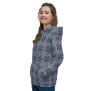 Product name: Recursia Philosophy's Abode Women's Hoodie In Blue. Keywords: Athlesisure Wear, Clothing, Print: Philosophy's Abode, Women's Hoodie, Women's Tops