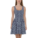Product name: Recursia Rainbow Rose Skater Dress In Blue. Keywords: Clothing, Print: Rainbow Rose, Skater Dress, Women's Clothing