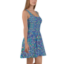 Product name: Recursia Rainbow Rose Skater Dress. Keywords: Clothing, Print: Rainbow Rose, Skater Dress, Women's Clothing