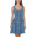 Product name: Recursia Rainbow Rose Skater Dress. Keywords: Clothing, Print: Rainbow Rose, Skater Dress, Women's Clothing