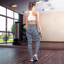Product name: Recursia Rainbow Rose Yoga Leggings In Blue. Keywords: Athlesisure Wear, Clothing, Print: Rainbow Rose, Women's Clothing, Yoga Leggings