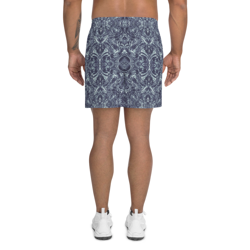 Product name: Recursia Rainbow Rose Men's Athletic Shorts In Blue. Keywords: Athlesisure Wear, Clothing, Men's Athlesisure, Men's Athletic Shorts, Men's Clothing, Print: Rainbow Rose