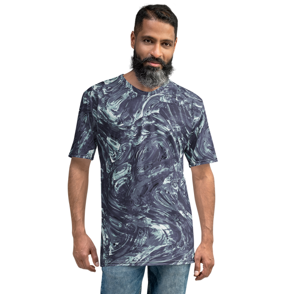 Product name: Recursia Rainbow Rose I Men's Crew Neck T-Shirt In Blue. Keywords: Clothing, Men's Clothing, Men's Crew Neck T-Shirt, Men's Tops, Print: Rainbow Rose