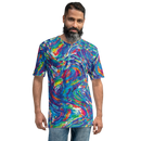 Product name: Recursia Rainbow Rose I Men's Crew Neck T-Shirt. Keywords: Clothing, Men's Clothing, Men's Crew Neck T-Shirt, Men's Tops, Print: Rainbow Rose