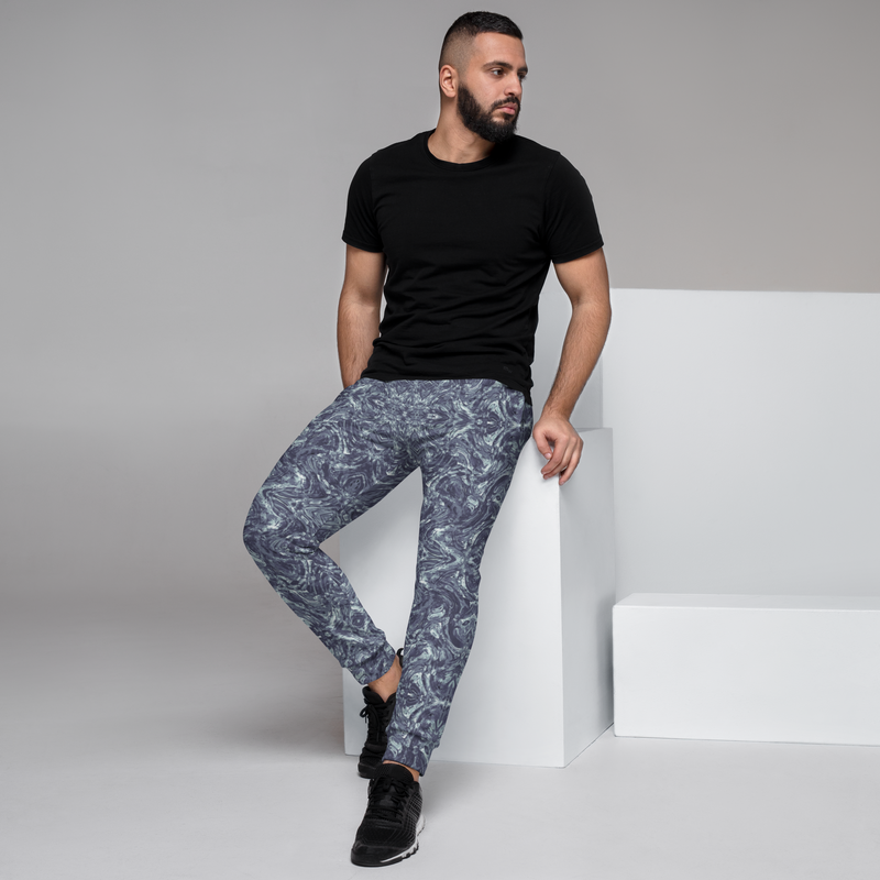 Product name: Recursia Rainbow Rose Men's Joggers In Blue. Keywords: Athlesisure Wear, Clothing, Men's Athlesisure, Men's Bottoms, Men's Clothing, Men's Joggers, Print: Rainbow Rose