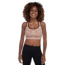 Product name: Recursia Rainbow Rose Padded Sports Bra In Pink. Keywords: Athlesisure Wear, Clothing, Padded Sports Bra, Print: Rainbow Rose, Women's Clothing