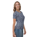 Product name: Recursia Rainbow Rose Women's Crew Neck T-Shirt In Blue. Keywords: Clothing, Print: Rainbow Rose, Women's Clothing, Women's Crew Neck T-Shirt