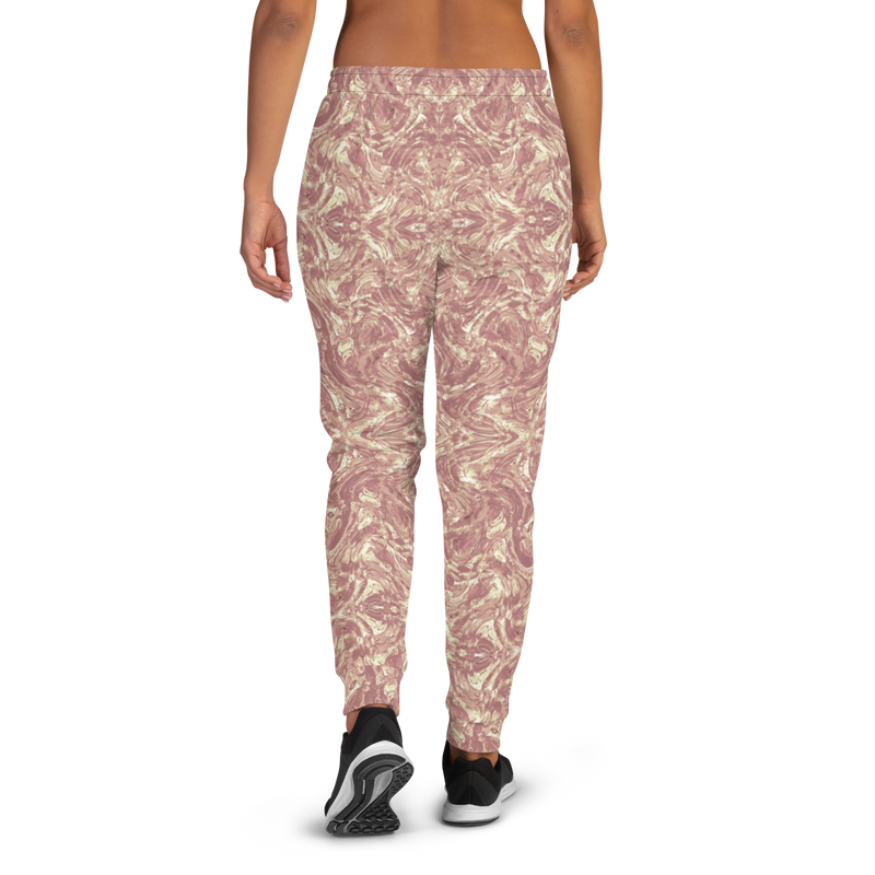 Product name: Recursia Rainbow Rose Women's Joggers In Pink. Keywords: Athlesisure Wear, Clothing, Print: Rainbow Rose, Women's Bottoms, Women's Joggers