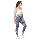 Product name: Recursia Rainbow Rose Leggings With Pockets In Blue. Keywords: Athlesisure Wear, Clothing, Leggings with Pockets, Print: Rainbow Rose, Women's Clothing