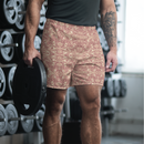 Product name: Recursia Rainbow Rose II Men's Athletic Shorts In Pink. Keywords: Athlesisure Wear, Clothing, Men's Athlesisure, Men's Athletic Shorts, Men's Clothing, Print: Rainbow Rose