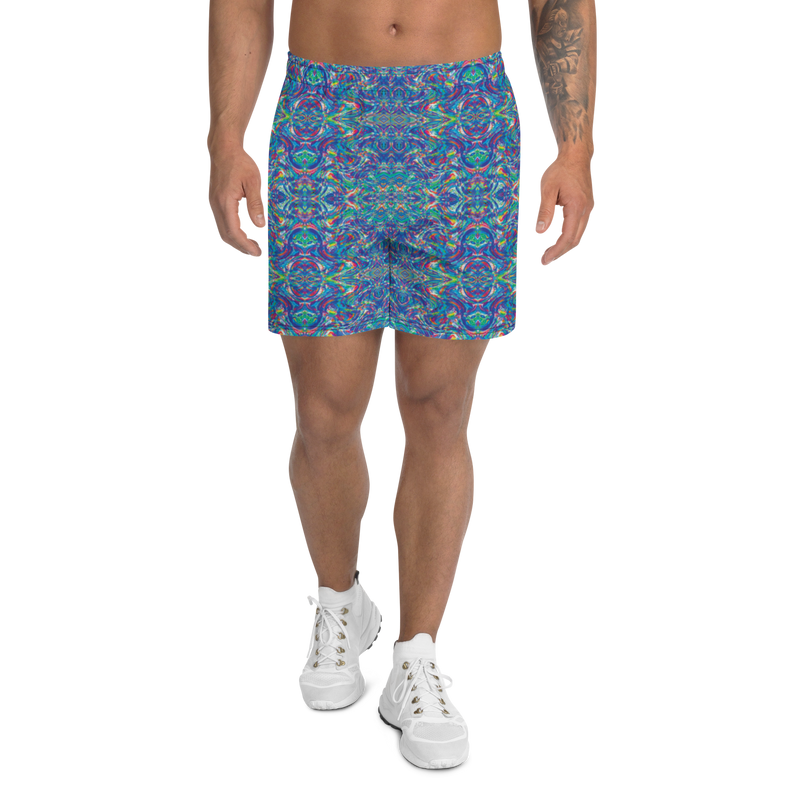 Product name: Recursia Rainbow Rose II Men's Athletic Shorts. Keywords: Athlesisure Wear, Clothing, Men's Athlesisure, Men's Athletic Shorts, Men's Clothing, Print: Rainbow Rose