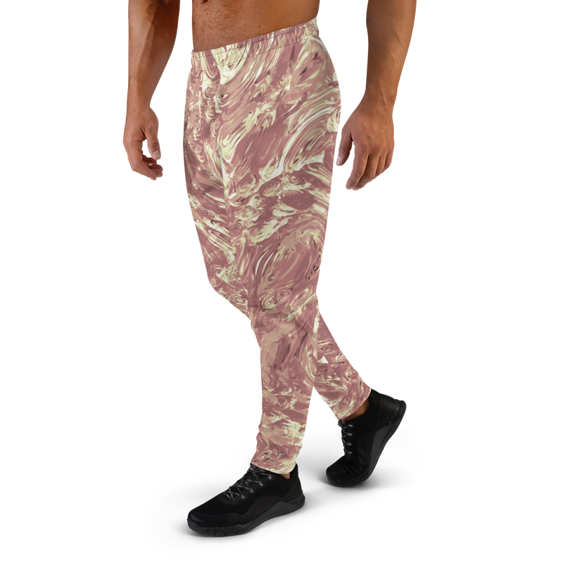 Product name: Recursia Rainbow Rose I Men's Joggers In Pink. Keywords: Athlesisure Wear, Clothing, Men's Athlesisure, Men's Bottoms, Men's Clothing, Men's Joggers, Print: Rainbow Rose