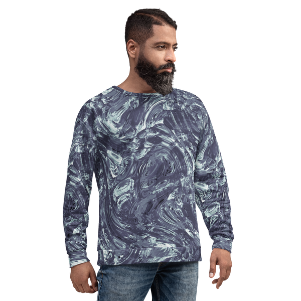 Product name: Recursia Rainbow Rose I Men's Sweatshirt In Blue. Keywords: Athlesisure Wear, Clothing, Men's Athlesisure, Men's Clothing, Men's Sweatshirt, Men's Tops, Print: Rainbow Rose