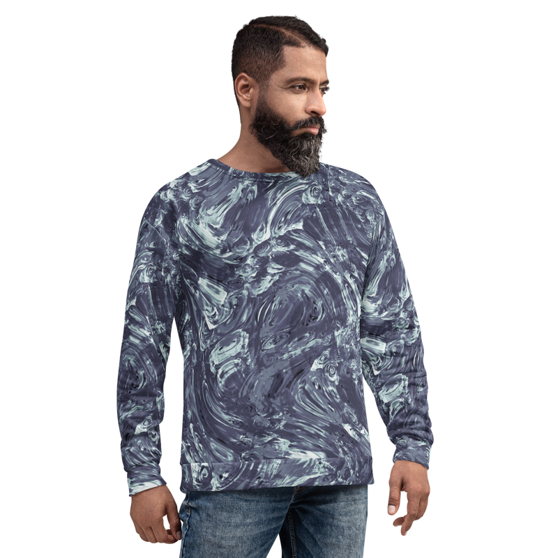 Product name: Recursia Rainbow Rose I Men's Sweatshirt In Blue. Keywords: Athlesisure Wear, Clothing, Men's Athlesisure, Men's Clothing, Men's Sweatshirt, Men's Tops, Print: Rainbow Rose