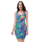 Product name: Recursia Rainbow Rose I Pencil Dress. Keywords: Clothing, Pencil Dress, Print: Rainbow Rose, Women's Clothing