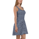 Product name: Recursia Rainbow Rose II Skater Dress In Blue. Keywords: Clothing, Print: Rainbow Rose, Skater Dress, Women's Clothing