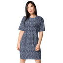 Product name: Recursia Rainbow Rose T-Shirt Dress In Blue. Keywords: Clothing, Print: Rainbow Rose, T-Shirt Dress, Women's Clothing