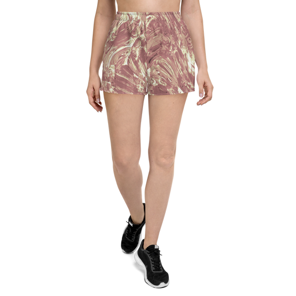 Product name: Recursia Rainbow Rose I Women's Athletic Short Shorts In Pink. Keywords: Athlesisure Wear, Clothing, Men's Athletic Shorts, Print: Rainbow Rose