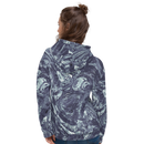 Product name: Recursia Rainbow Rose I Women's Hoodie In Blue. Keywords: Athlesisure Wear, Clothing, Print: Rainbow Rose, Women's Hoodie, Women's Tops