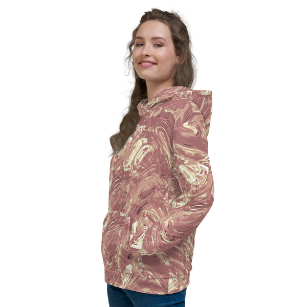 Product name: Recursia Rainbow Rose I Women's Hoodie In Pink. Keywords: Athlesisure Wear, Clothing, Print: Rainbow Rose, Women's Hoodie, Women's Tops