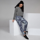 Product name: Recursia Rainbow Rose I Women's Joggers In Blue. Keywords: Athlesisure Wear, Clothing, Print: Rainbow Rose, Women's Bottoms, Women's Joggers