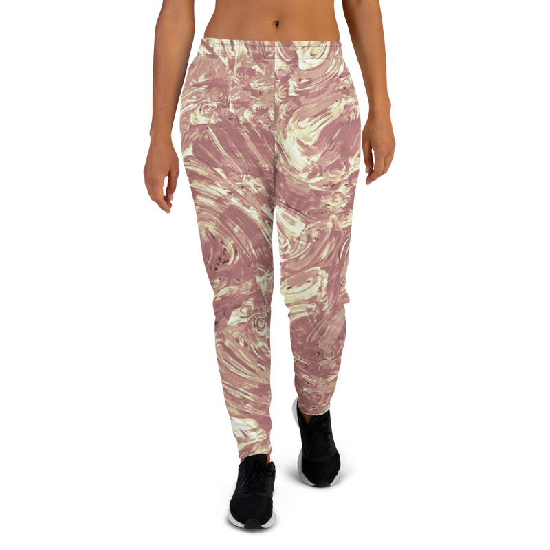 Product name: Recursia Rainbow Rose I Women's Joggers In Pink. Keywords: Athlesisure Wear, Clothing, Print: Rainbow Rose, Women's Bottoms, Women's Joggers