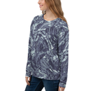 Product name: Recursia Rainbow Rose I Women's Sweatshirt In Blue. Keywords: Athlesisure Wear, Clothing, Print: Rainbow Rose, Women's Sweatshirt, Women's Tops