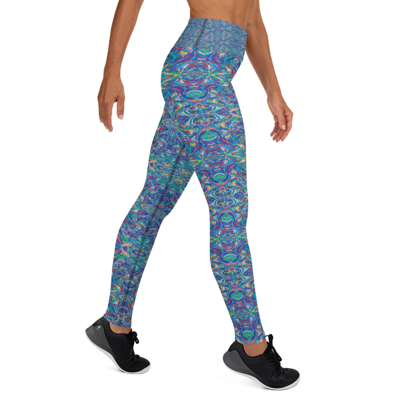 Product name: Recursia Rainbow Rose II Yoga Leggings. Keywords: Athlesisure Wear, Clothing, Print: Rainbow Rose, Women's Clothing, Yoga Leggings