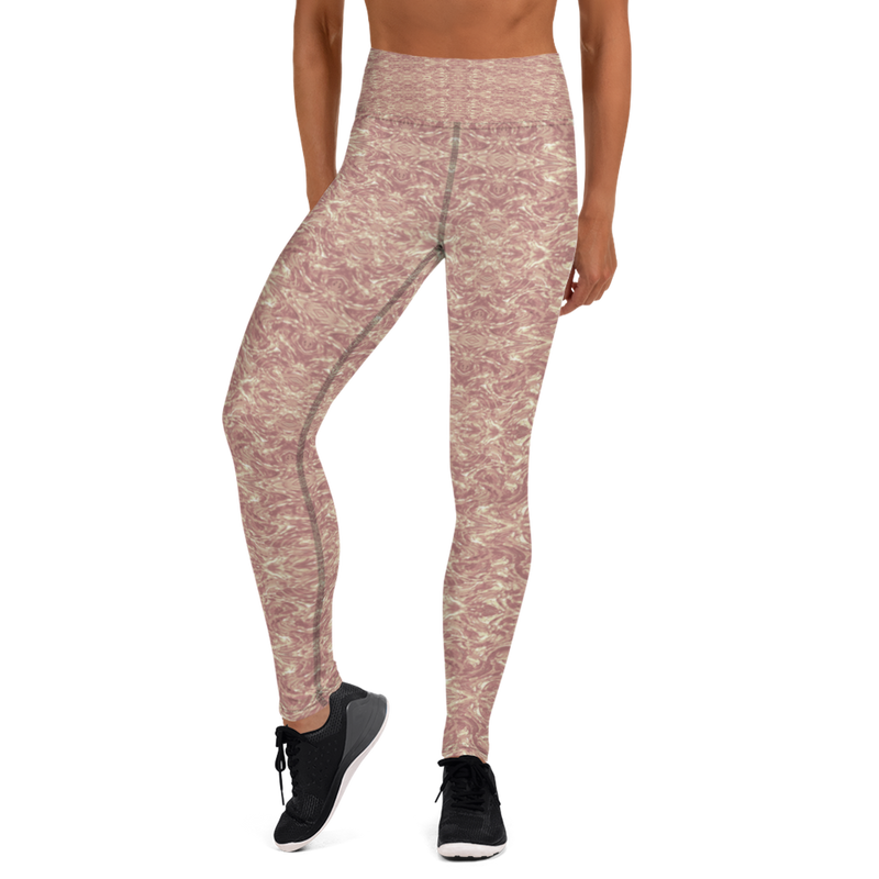 Product name: Recursia Rainbow Rose II Yoga Leggings In Pink. Keywords: Athlesisure Wear, Clothing, Print: Rainbow Rose, Women's Clothing, Yoga Leggings