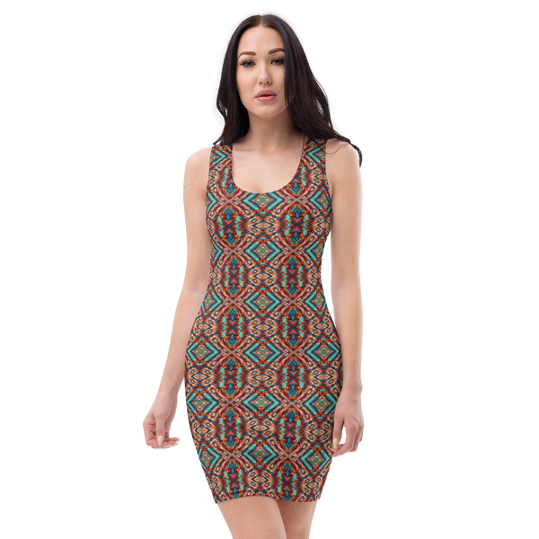 Product name: Recursia Seer Vision Pencil Dress. Keywords: Clothing, Pencil Dress, Print: Seer Vision, Women's Clothing