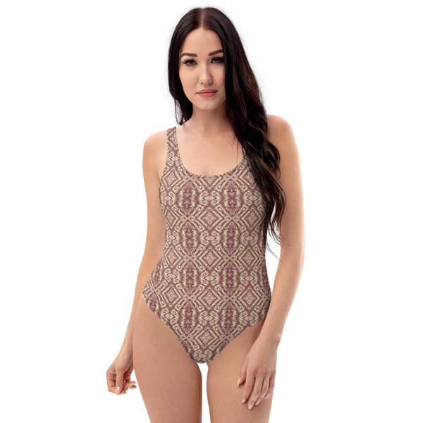 Product name: Recursia Seer Vision One Piece Swimsuit In Pink. Keywords: Clothing, One Piece Swimsuit, Print: Seer Vision, Swimwear, Unisex Clothing