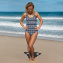 Product name: Recursia Seer Vision I Vision One Piece Swimsuit In Blue. Keywords: Clothing, One Piece Swimsuit, Print: Seer Vision, Swimwear, Unisex Clothing