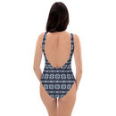 Product name: Recursia Seer Vision I Vision One Piece Swimsuit In Blue. Keywords: Clothing, One Piece Swimsuit, Print: Seer Vision, Swimwear, Unisex Clothing